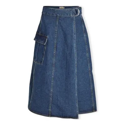 Vila Norma Skirt - Medium Blue Denim Hnědá