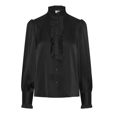 Y.a.s YAS Frilla Shirt L/S - Black Černá