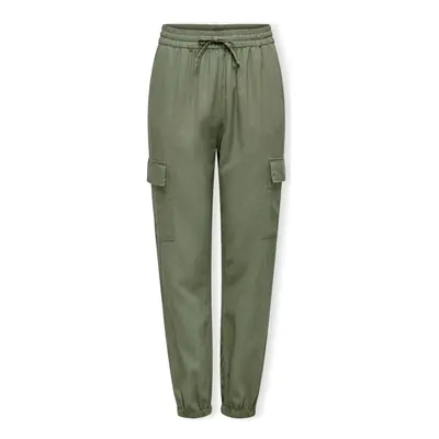 Only Noos Caro Pull Up Trousers - Oil Green Zelená