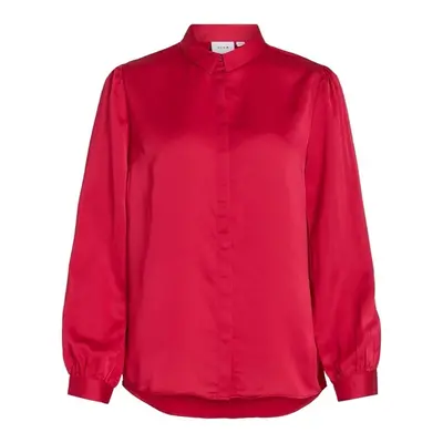 Vila Noos Ellette Satin Shirt - Love Potion Růžová