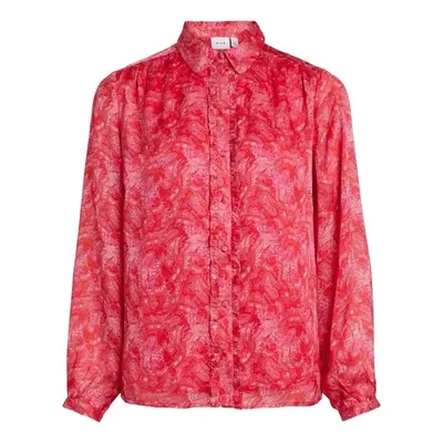 Vila Shirt Layla Vie L/S - Pink Yarrow Červená