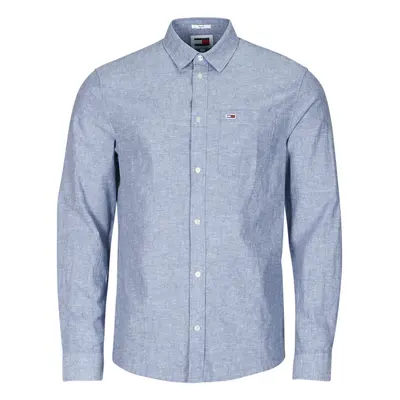 Tommy Jeans TJM REG LINEN BLEND SHIRT Modrá