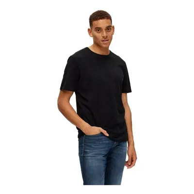 Selected Noos Pan Linen T-Shirt - Black Černá