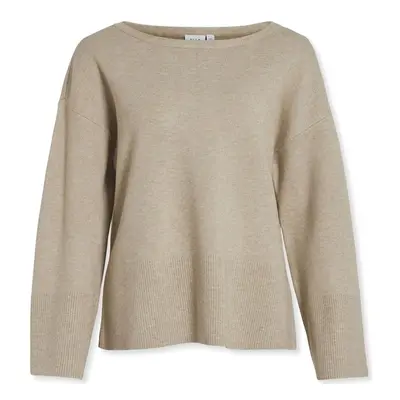 Vila Cassie Boatneck Knit L/S - Natural Melange Béžová