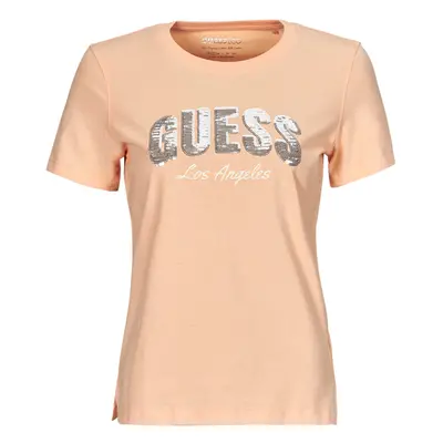 Guess SEQUINS LOGO TEE Růžová