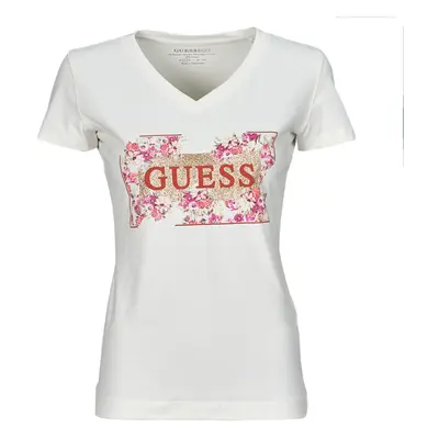 Guess LOGO FLOWERS Bílá