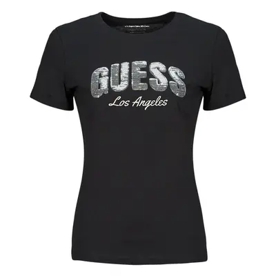 Guess SEQUINS LOGO TEE Černá