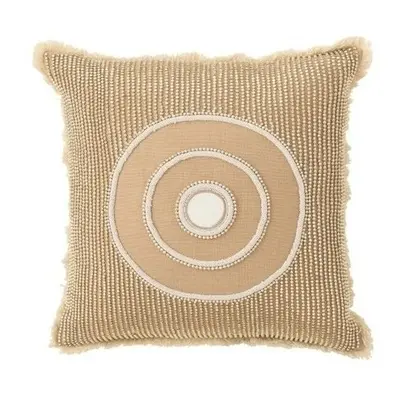 J-line COUSSIN CERCLE IBIZ CO BLA/BEI (49.5x49.5x4cm) Béžová