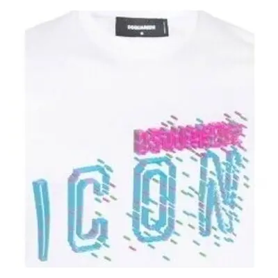 Dsquared T-Shirt Pixeled Icon Cool Fit Tee blanc Bílá