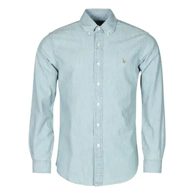 Polo Ralph Lauren CHEMISE AJUSTEE EN CHAMBRAY DENIM COL BOUTONNE LOGO PONY PLAYER Modrá