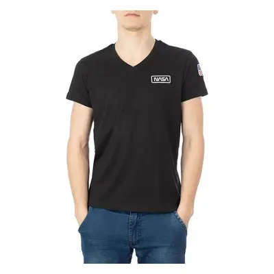 Nasa BASIC FLAG V NECK Černá