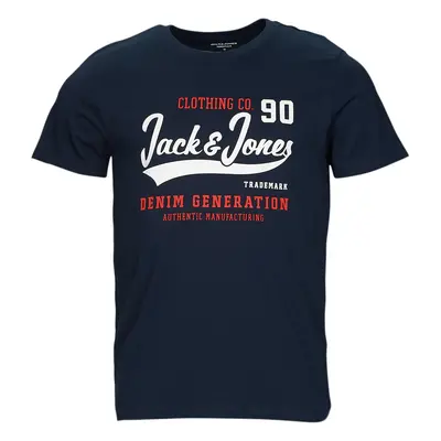 Jack & Jones JJELOGO TEE SS O-NECK 2 COL Tmavě modrá