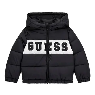 Guess PADDED HOODED LS JACKET W ZIP Černá