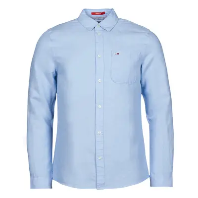 Tommy Jeans TJM LINEN BLEND SHIRT Modrá