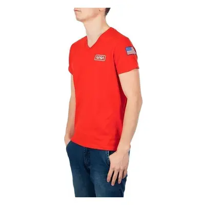 Nasa BASIC FLAG V NECK Červená