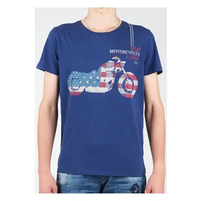 Wrangler S/S Biker Flag Tee W7A53FK 1F Modrá