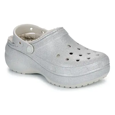 Crocs ClsPlatformGlitterLinedClogW Stříbrná