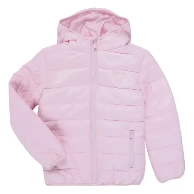 Guess HOODED LS PADDED PUFFER W ZIP Růžová