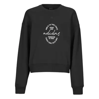 adidas Signature Graphic Print Fleece Loose Sweatshirt Černá