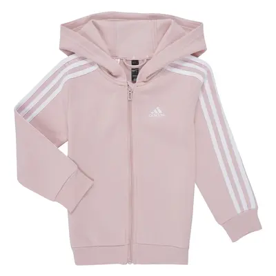 adidas Essentials 3-Stripes Zip Hooded Jacket Růžová