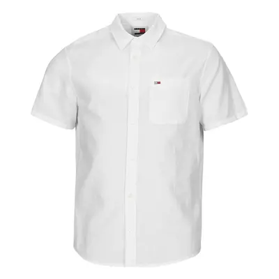 Tommy Jeans TJM REG LINEN BLEND SS SHIRT Bílá