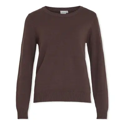 Vila Noos Ril O-Neck L/S - Coffee Bean Hnědá