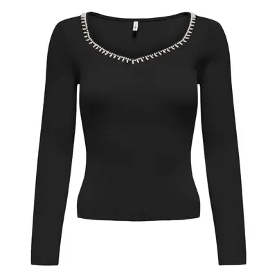 Only ONLEMMA LS V-NECK PEARL KNT 15328014 Černá