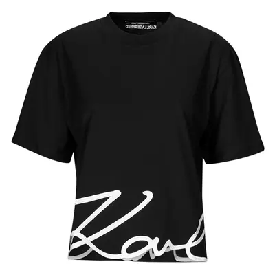 Karl Lagerfeld KARL SIGNATURE HEM T-SHIRT Černá