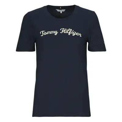 Tommy Hilfiger REG SCRIPT C-NK SS Tmavě modrá