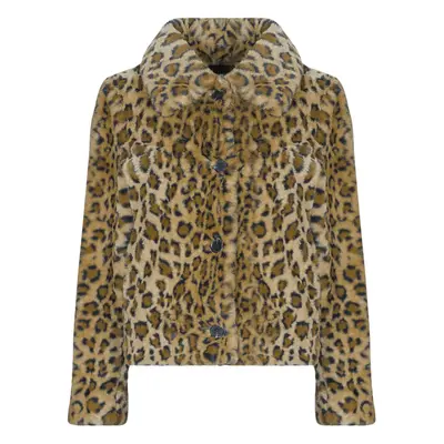 Guess CECILE PRINT LEOPARD FAUX FUR Hnědá