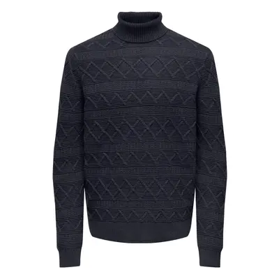 Only & Sons ONSWADE REG 5 STRUC ROLL NECK KNIT 22027158 Modrá