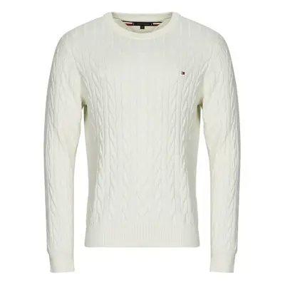 Tommy Hilfiger CLASSIC COTTON CABLE CREW NECK Bílá