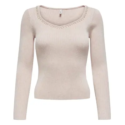 Only ONLEMMA LS V-NECK PEARL KNT 15328014 Béžová