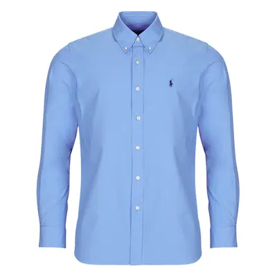 Polo Ralph Lauren CHEMISE COUPE DROITE EN POPLINE DE COTON COL BOUTONNE Modrá