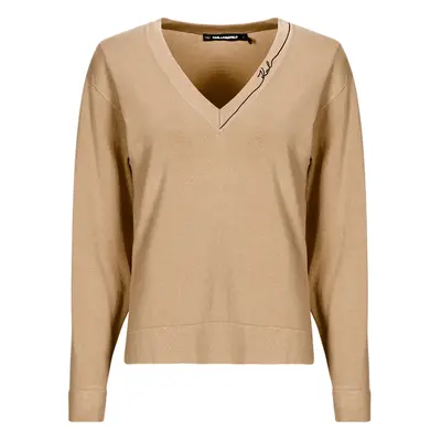 Karl Lagerfeld LIGHT V-NECK KNIT SWEATER Béžová