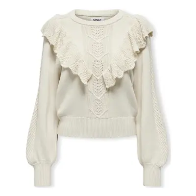 Only Cherry LS Ruffle Knit - Birch Béžová