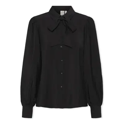 Y.a.s YAS Noos Pil LS Bow Shirt - Black Černá