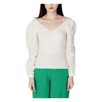 Only ONLNADIA LS WOVEN MIX V-NECK KNT - 15283864 Béžová