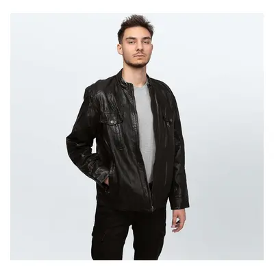 Cameleon Men's Leather Jacket K2922 Černá