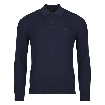 Guess LS WOOL CARTER SWEATER POLO Modrá