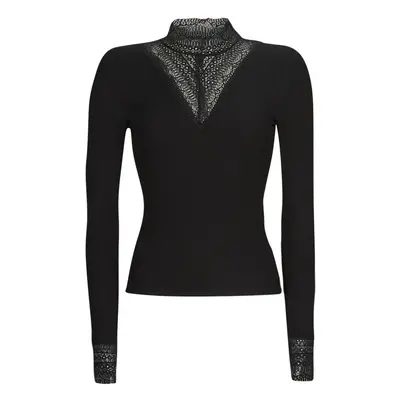 Only ONLTILDE L/S HIGH NECK LACE TOP JRS Černá