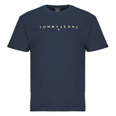 Tommy Jeans TJM REG GOLD LINEAR LOGO TEE EXT Tmavě modrá