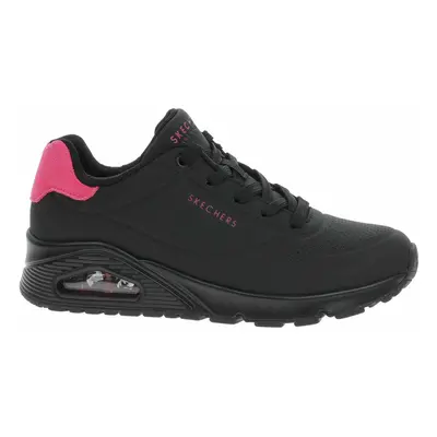 Skechers Uno - Pop Back black-hot pink Černá