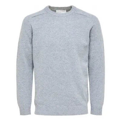 Selected Wool Jumper New Coban - Medium Grey Melange Šedá