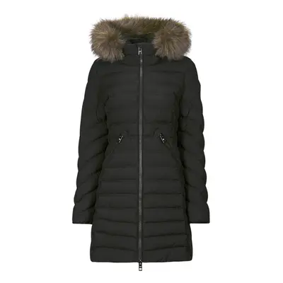 Superdry FUJI HOODED MID FAUSSE FOURRURE Černá