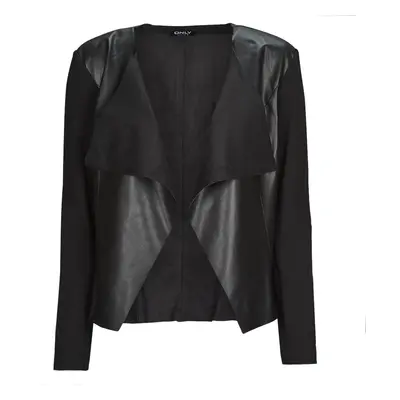 Only ONLNEWSOUND FAUX LEATHER MIX BLAZER OTW Černá