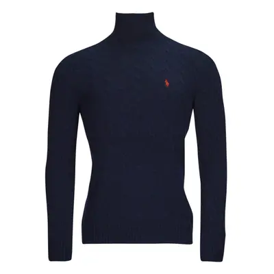 Polo Ralph Lauren PULL COL ROULE EN MAILLE TORSADEE Tmavě modrá