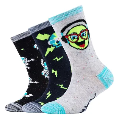 Skechers 3PPK Boys Casual Space and Smileys Socks ruznobarevne