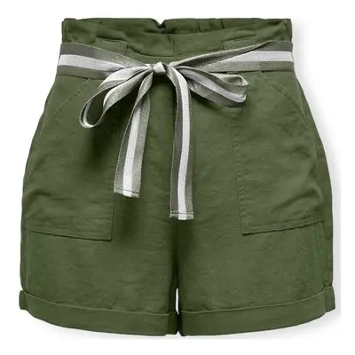 Only Luna Linen Shorts - Olive Green Zelená