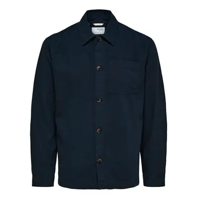 Selected Noos Linen Overshirt - Sky Captain Modrá